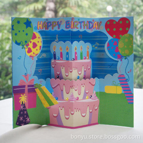 Music birthday greeting card, 40 seconds music chip, 3D structure for the card